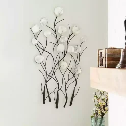 Kirklands Home Wall Plaques|Metal Peony Shell Wall Plaque