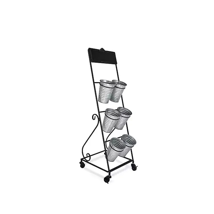 Kirklands Home Planters|Metal Rolling Planter with Galvanized Buckets