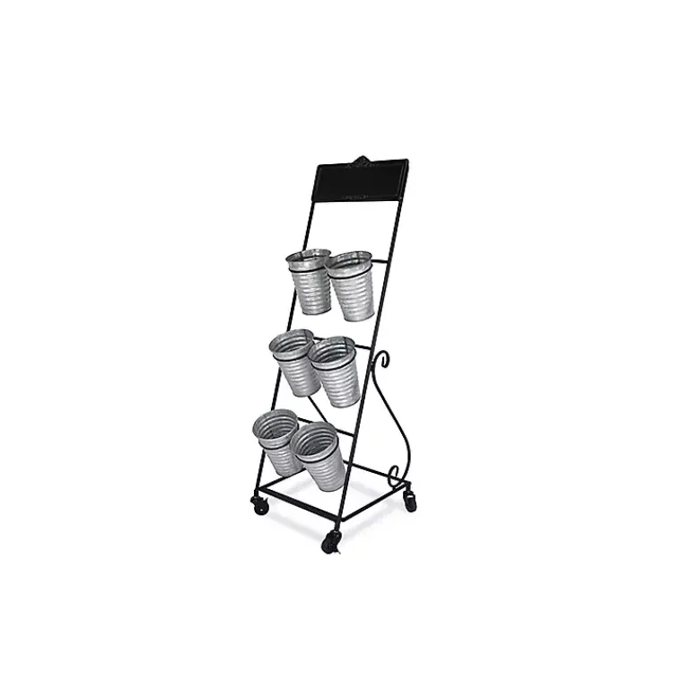 Kirklands Home Planters|Metal Rolling Planter with Galvanized Buckets