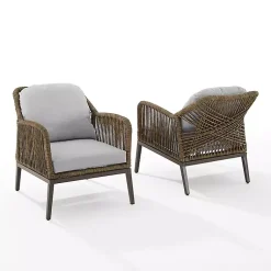 Kirklands Home Outdoor Seating|Metal Rope Outdoor Chairs with Cushions, Set of 2