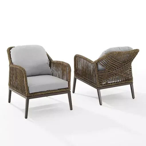 Kirklands Home Outdoor Seating|Metal Rope Outdoor Chairs with Cushions, Set of 2