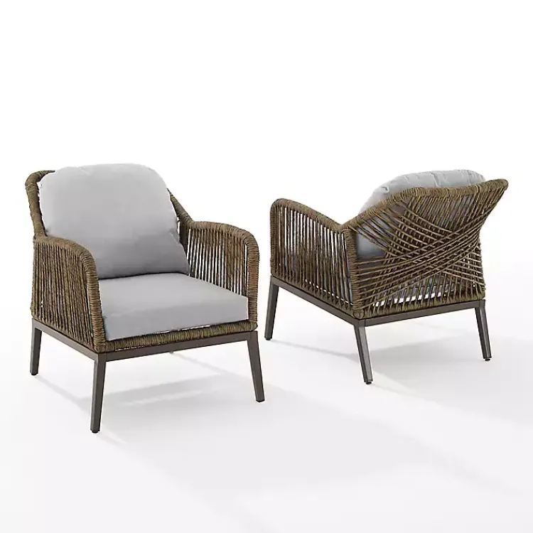 Kirklands Home Outdoor Seating|Metal Rope Outdoor Chairs with Cushions, Set of 2