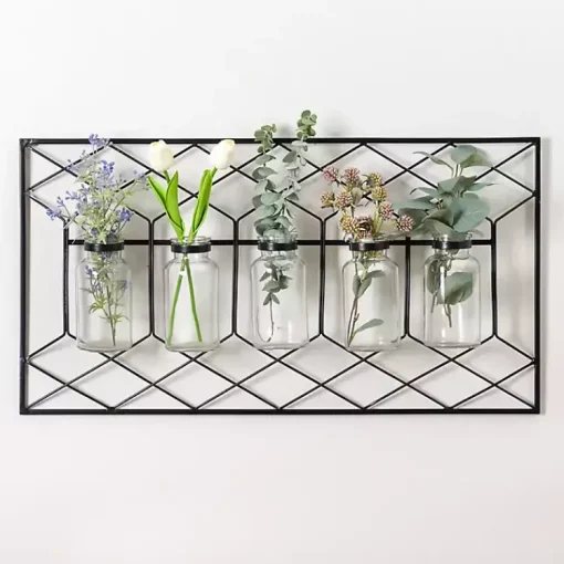 Kirklands Home Wall Storage|Metal Wire and Bottles Wall Plaque