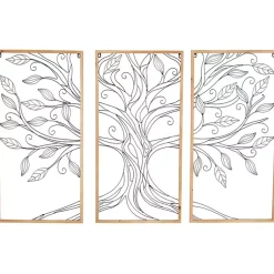 Kirklands Home Wall Plaques|Metal Wire Tree Panel Wall Plaques, Set of 3