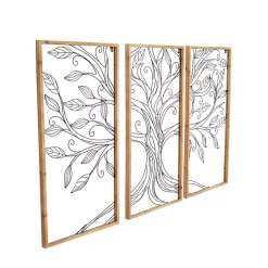 Kirklands Home Wall Plaques|Metal Wire Tree Panel Wall Plaques, Set of 3