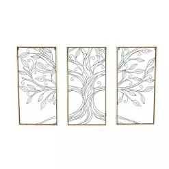 Kirklands Home Wall Plaques|Metal Wire Tree Panel Wall Plaques, Set of 3