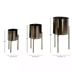 Kirklands Home Planters|Metallic Modern Iron Planters, Set of 3 Black