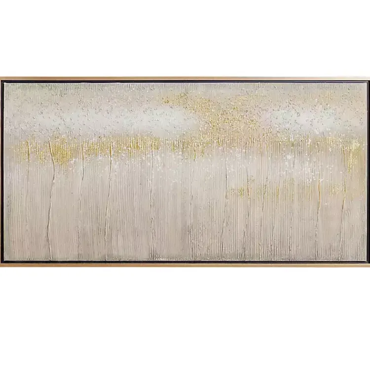 Kirklands Home Canvas Art|Metallic Abstract Field Framed Canvas Print Gold