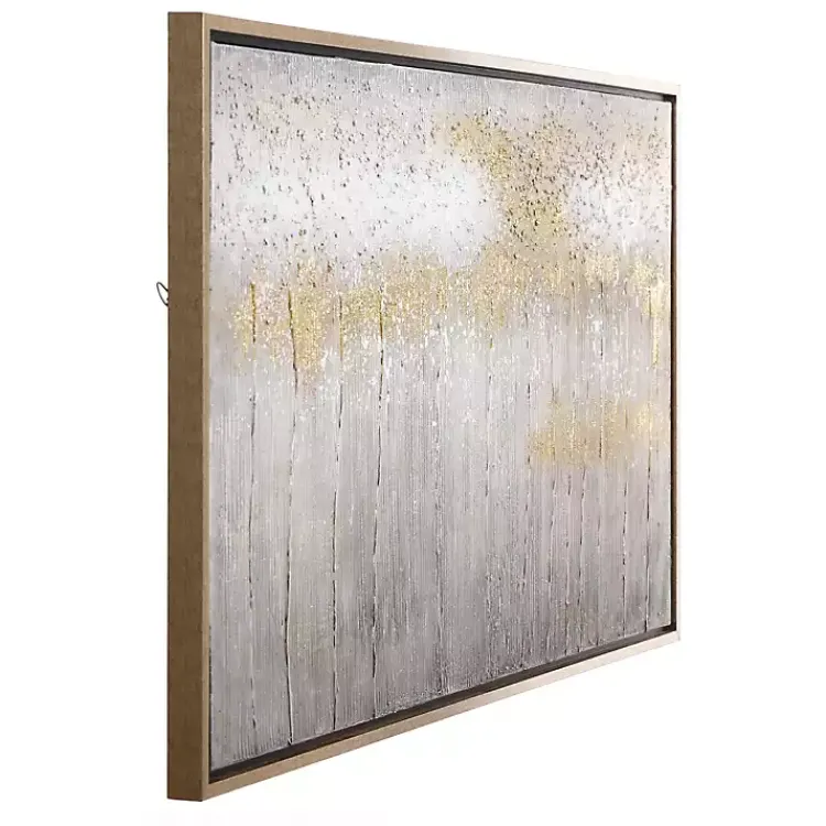 Kirklands Home Canvas Art|Metallic Abstract Field Framed Canvas Print Gold
