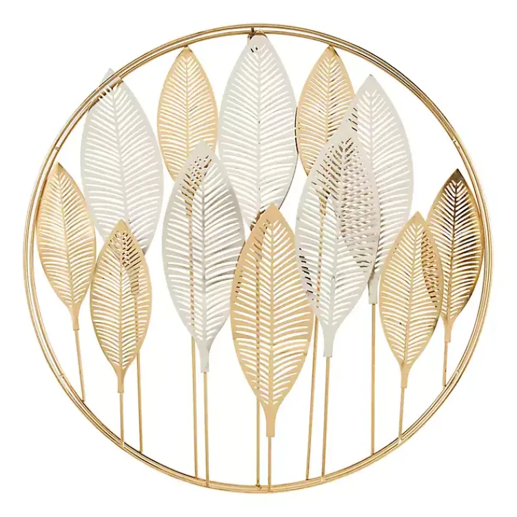 Kirklands Home Wall Plaques|Metallic Gold and Silver Layered Leaf Wall Plaque