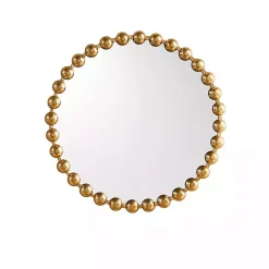 Kirklands Home Decorative Mirrors|Metallic Foiled Beaded Wall Mirror, 27 in. Gold