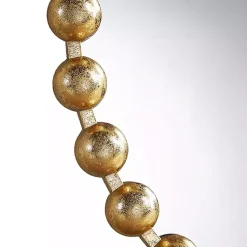 Kirklands Home Decorative Mirrors|Metallic Foiled Beaded Wall Mirror, 27 in. Gold