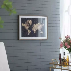 Kirklands Home Framed Art|Metallic Gold World Map Framed Art Print