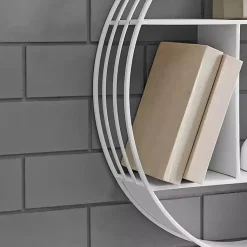 Kirklands Home Shelves|Metallic Metal Circular Frame Wall Shelf White