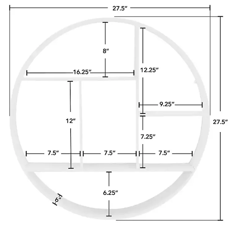 Kirklands Home Shelves|Metallic Metal Circular Frame Wall Shelf White