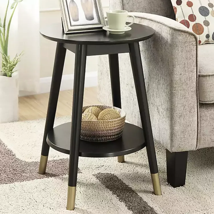 Kirklands Home Accent & End Tables|Mia Round Accent Table Black