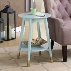 Kirklands Home Accent & End Tables|Mia Round Light Accent Table Blue
