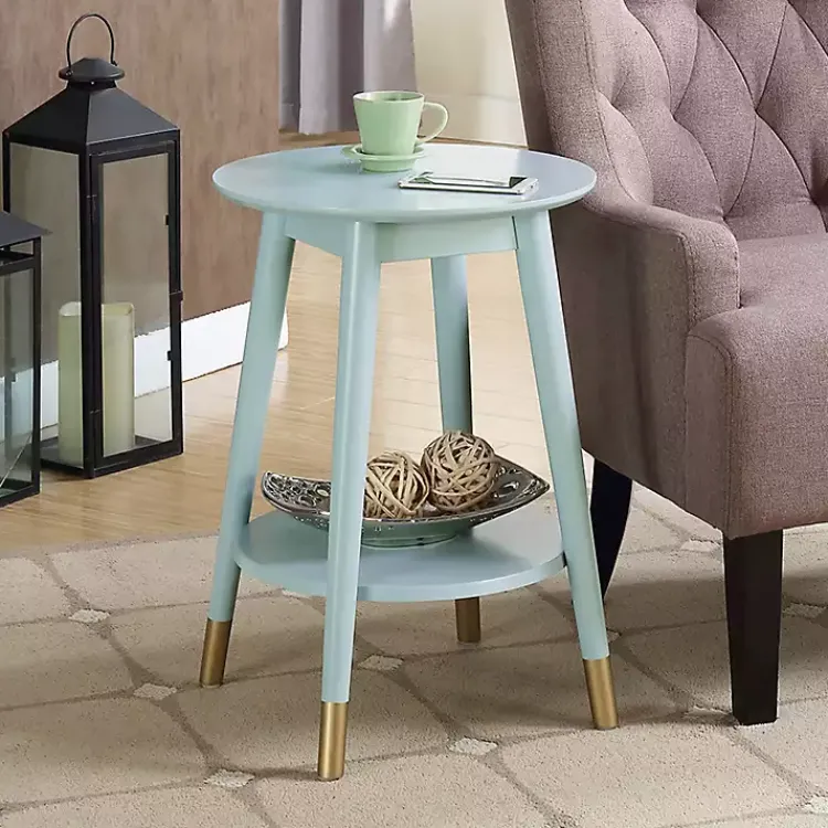 Kirklands Home Accent & End Tables|Mia Round Light Accent Table Blue