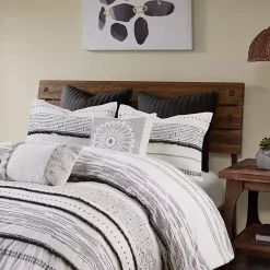 Kirklands Home Comforters|Mia White Striped 3-pc. King Comforter Set