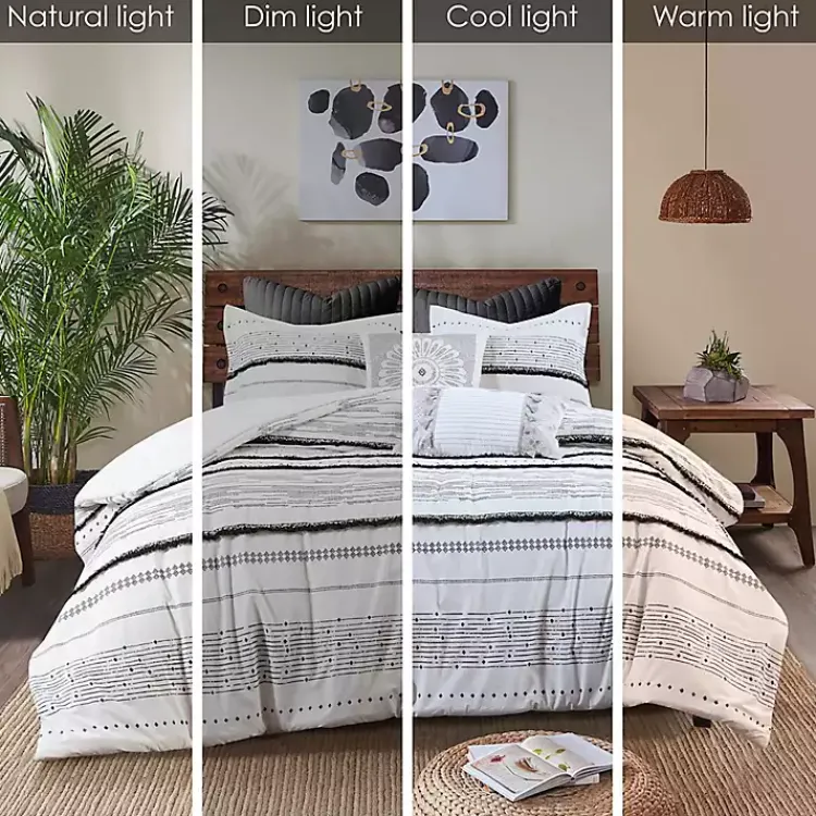 Kirklands Home Comforters|Mia White Striped 3-pc. King Comforter Set