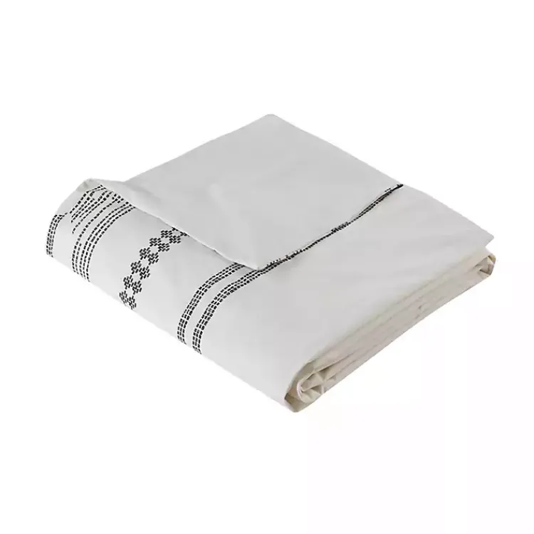 Kirklands Home Duvets|Mia Striped 3-pc. King Duvet Cover Set White