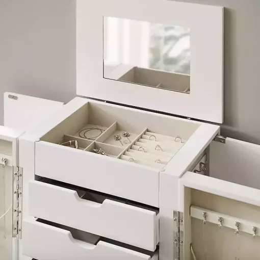 Kirklands Home Armoires|Mid-Century Modern Jewelry Armoire White