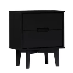 Kirklands Home Nightstands|Midnight Wood 2-Drawer Modern Nightstand Black
