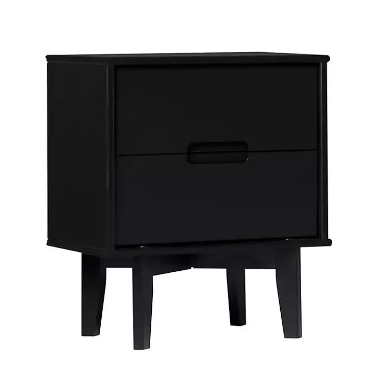 Kirklands Home Nightstands|Midnight Wood 2-Drawer Modern Nightstand Black