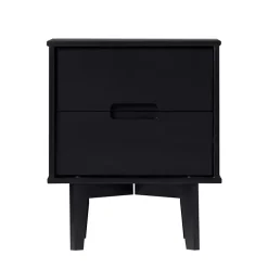 Kirklands Home Nightstands|Midnight Wood 2-Drawer Modern Nightstand Black