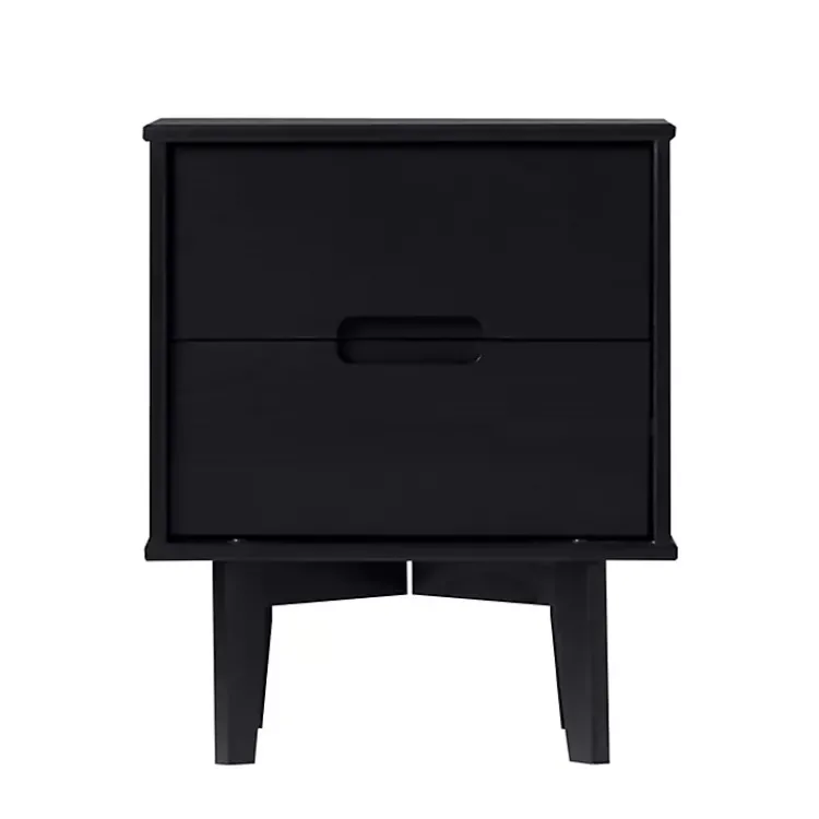 Kirklands Home Nightstands|Midnight Wood 2-Drawer Modern Nightstand Black