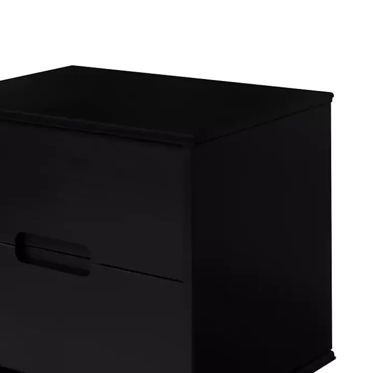 Kirklands Home Nightstands|Midnight Wood 2-Drawer Modern Nightstand Black