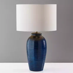 Kirklands Home Table Lamps|Midnight Ribbed Alexis Table Lamp Blue