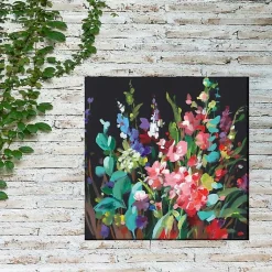 Kirklands Home Outdoor Wall Decor|Midnight Floral Outdoor Canvas Art Print
