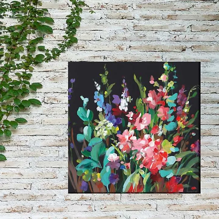 Kirklands Home Outdoor Wall Decor|Midnight Floral Outdoor Canvas Art Print