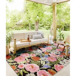Kirklands Home Area Rugs|Midnight Garden Party Indoor/Outdoor Rug, 7x11