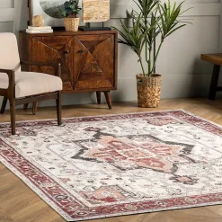 Kirklands Home Area Rugs|Miley Traditional Medallion Washable Area Rug, 5x8