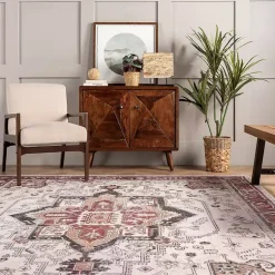 Kirklands Home Area Rugs|Miley Traditional Medallion Washable Area Rug, 5x8
