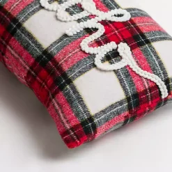 Online Mini Plaid Ho Ho Ho Christmas Pillow Pillows