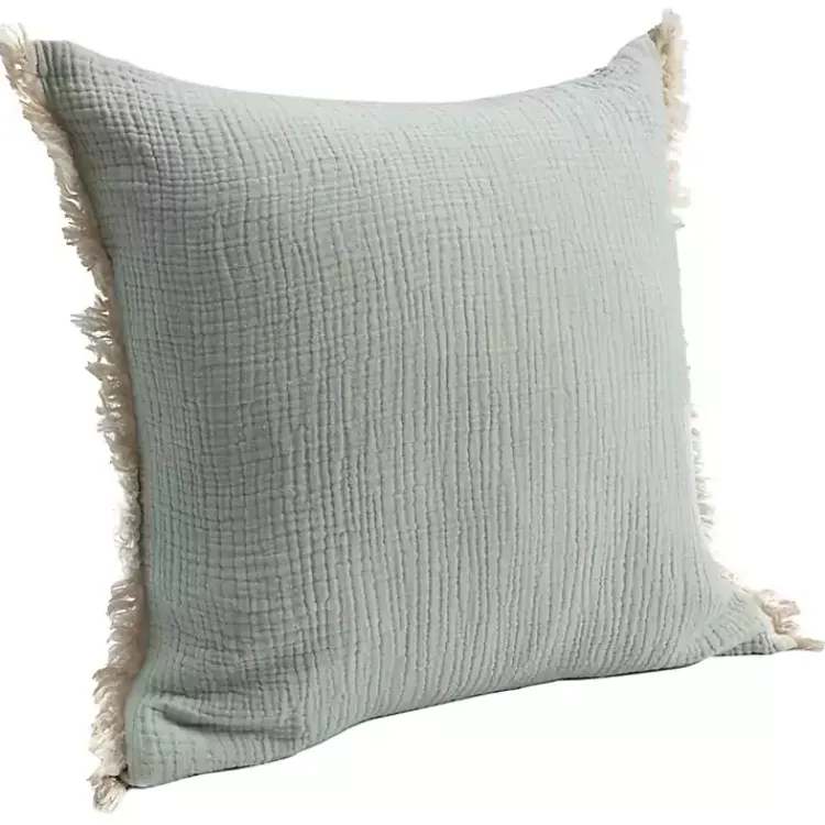 Online Mint Gauze Organic Fringe Throw Pillow Pillows