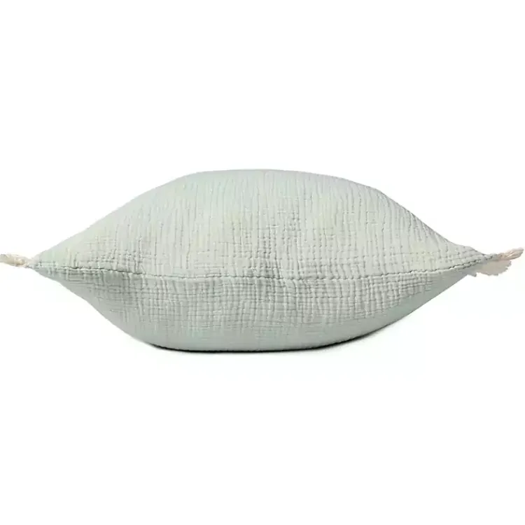 Online Mint Gauze Organic Fringe Throw Pillow Pillows