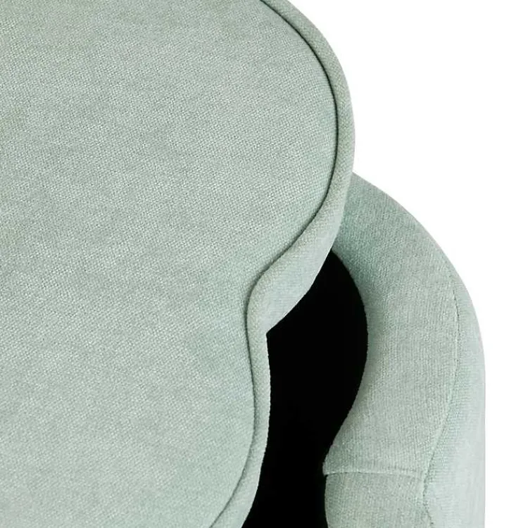 Kirklands Home Benches & Ottomans|Mint Chenille Flower Storage Ottoman Green