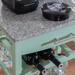 Kirklands Home Kitchen Islands & Bar Carts|Mint Rolling Kitchen Cart with Granite Top Green
