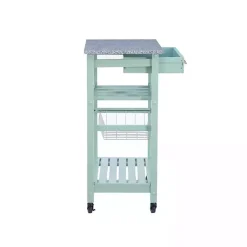 Kirklands Home Kitchen Islands & Bar Carts|Mint Rolling Kitchen Cart with Granite Top Green