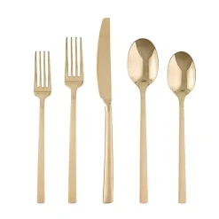 Kirklands Home Flatware & Cutlery|Mirrored Champagne Steel 20-pc. Flatware Set Gold