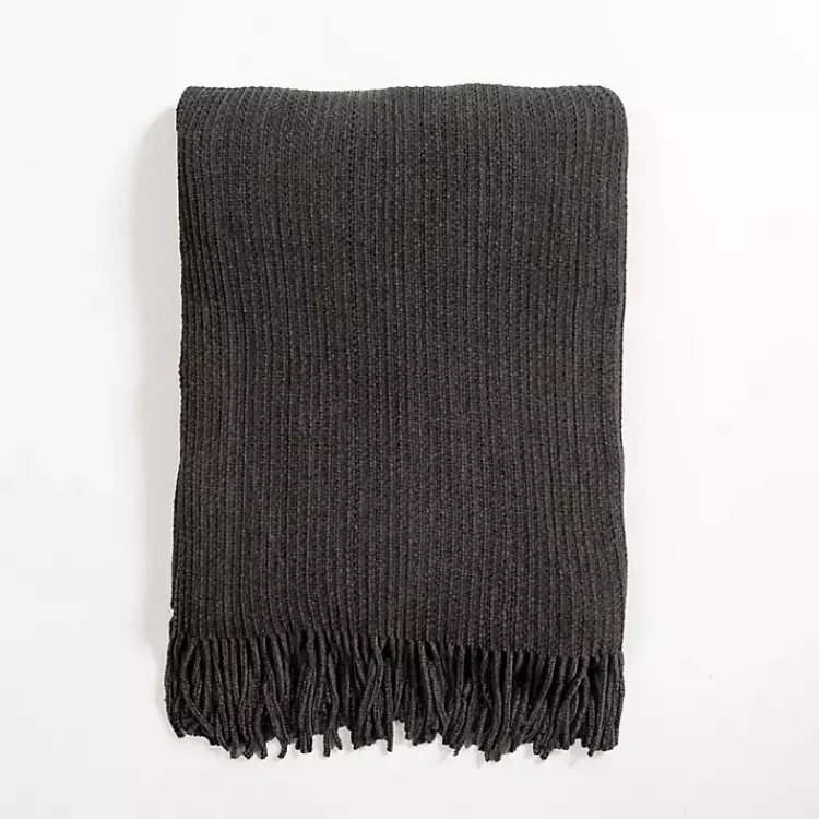 Clearance Mist Chenille Ribbed Throw Blankets & Throws