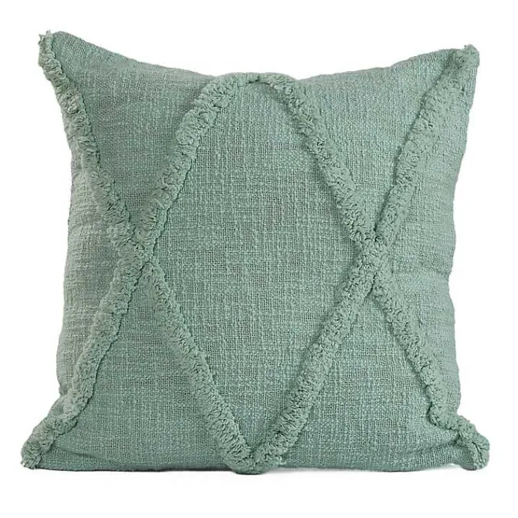 Best Misty Jade Tufted Diamond Pillow, 18 in. Pillows