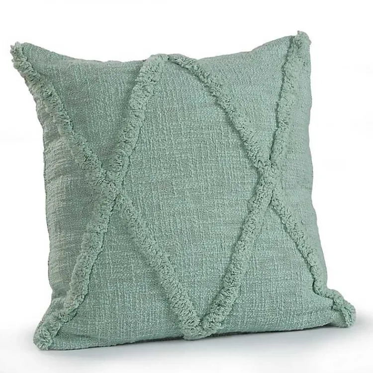 Best Misty Jade Tufted Diamond Pillow, 18 in. Pillows
