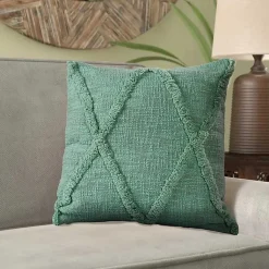 Best Misty Jade Tufted Diamond Pillow, 18 in. Pillows