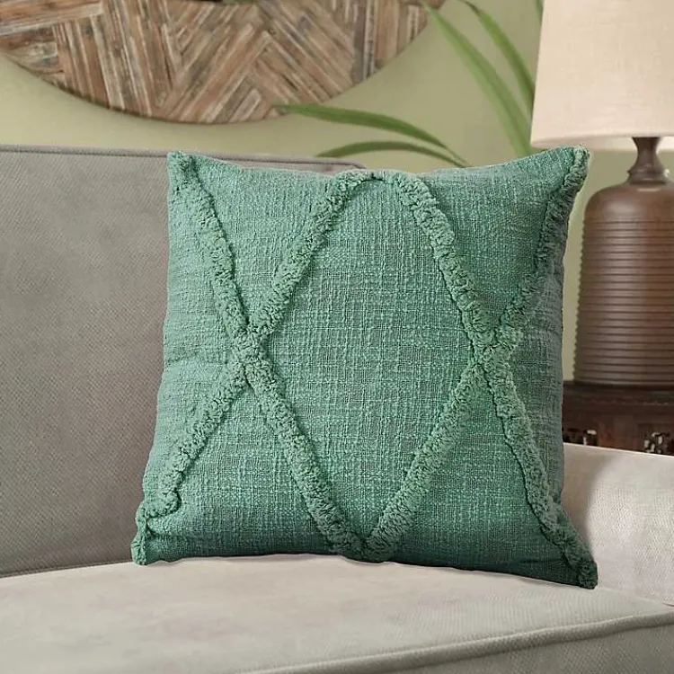Best Misty Jade Tufted Diamond Pillow, 18 in. Pillows