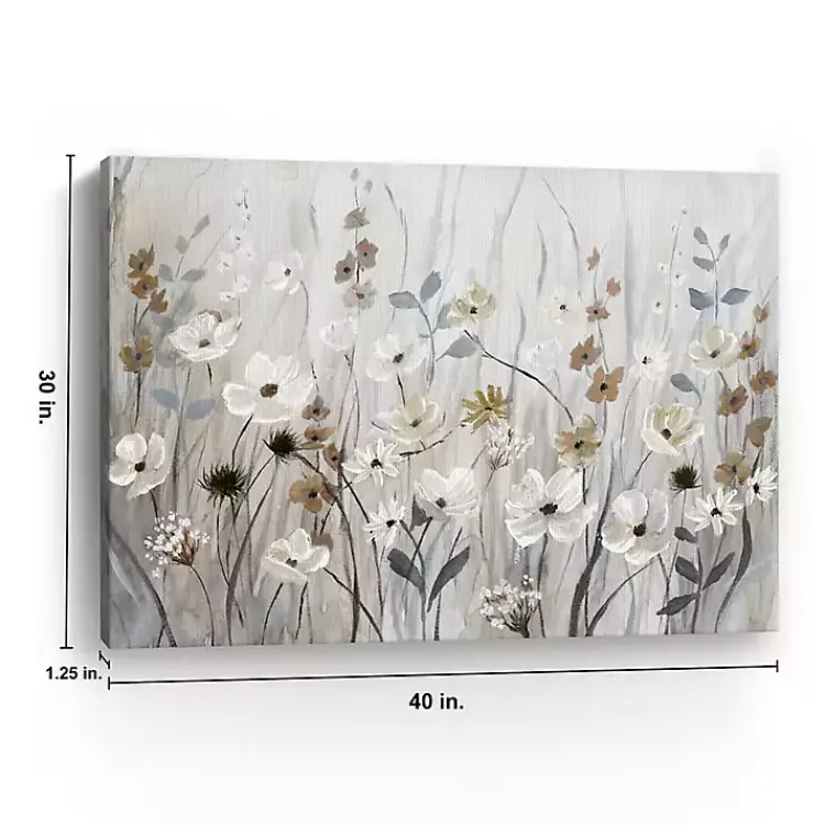 Kirklands Home Canvas Art|Misty Meadow Field Large Canvas Art Print Gray